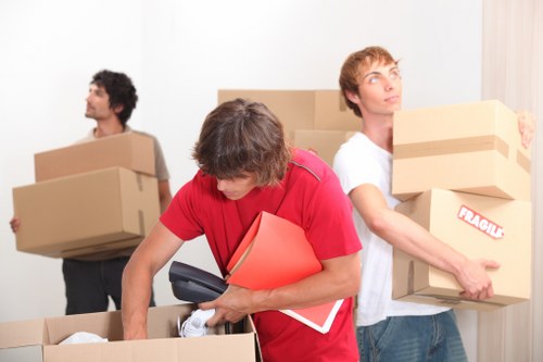 Packed moving boxes ready for local removals in North Finchley