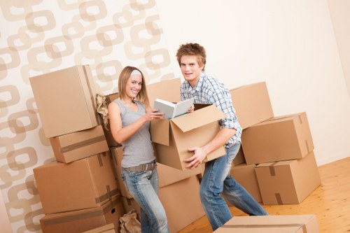 Furniture and boxes arranged in long-term storage